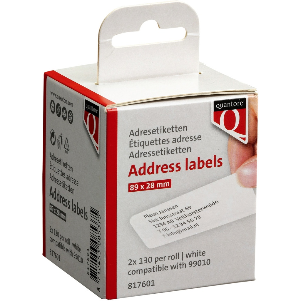 [Q99010] Label Etiket Quantore 99010 28x89mm adres wt