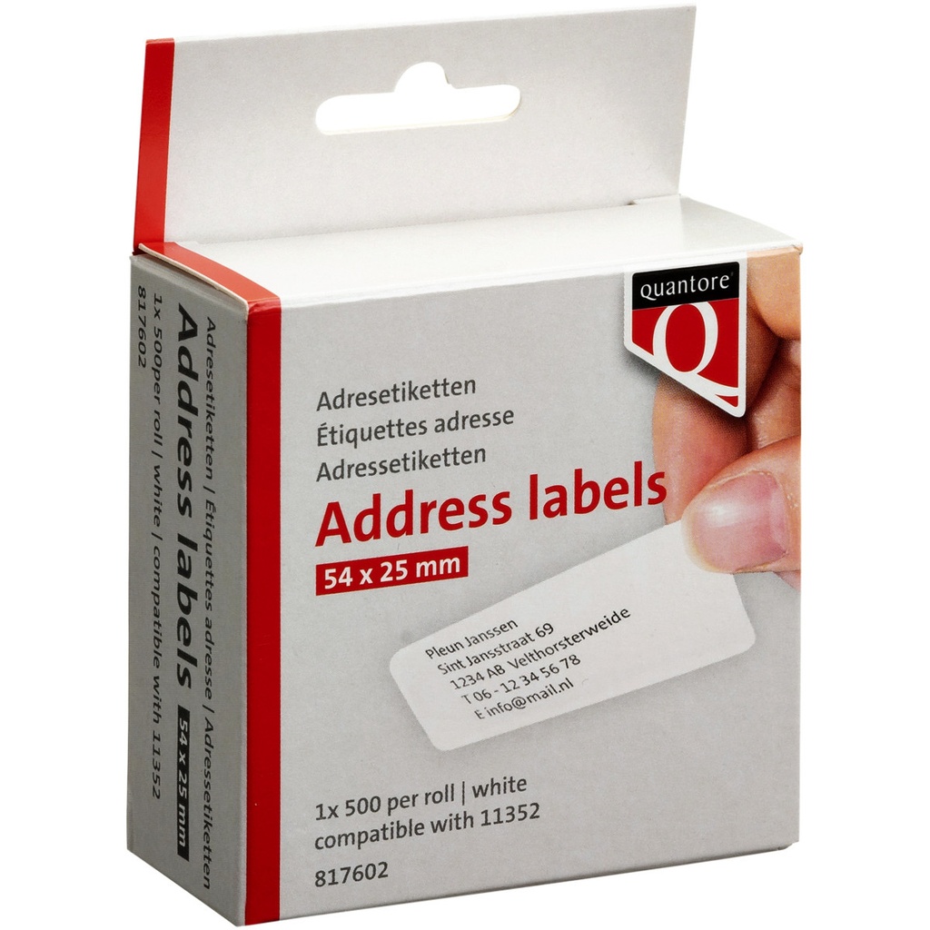 [Q11352] Label Etiket Quantore 11352 54mmx25mm retour wt