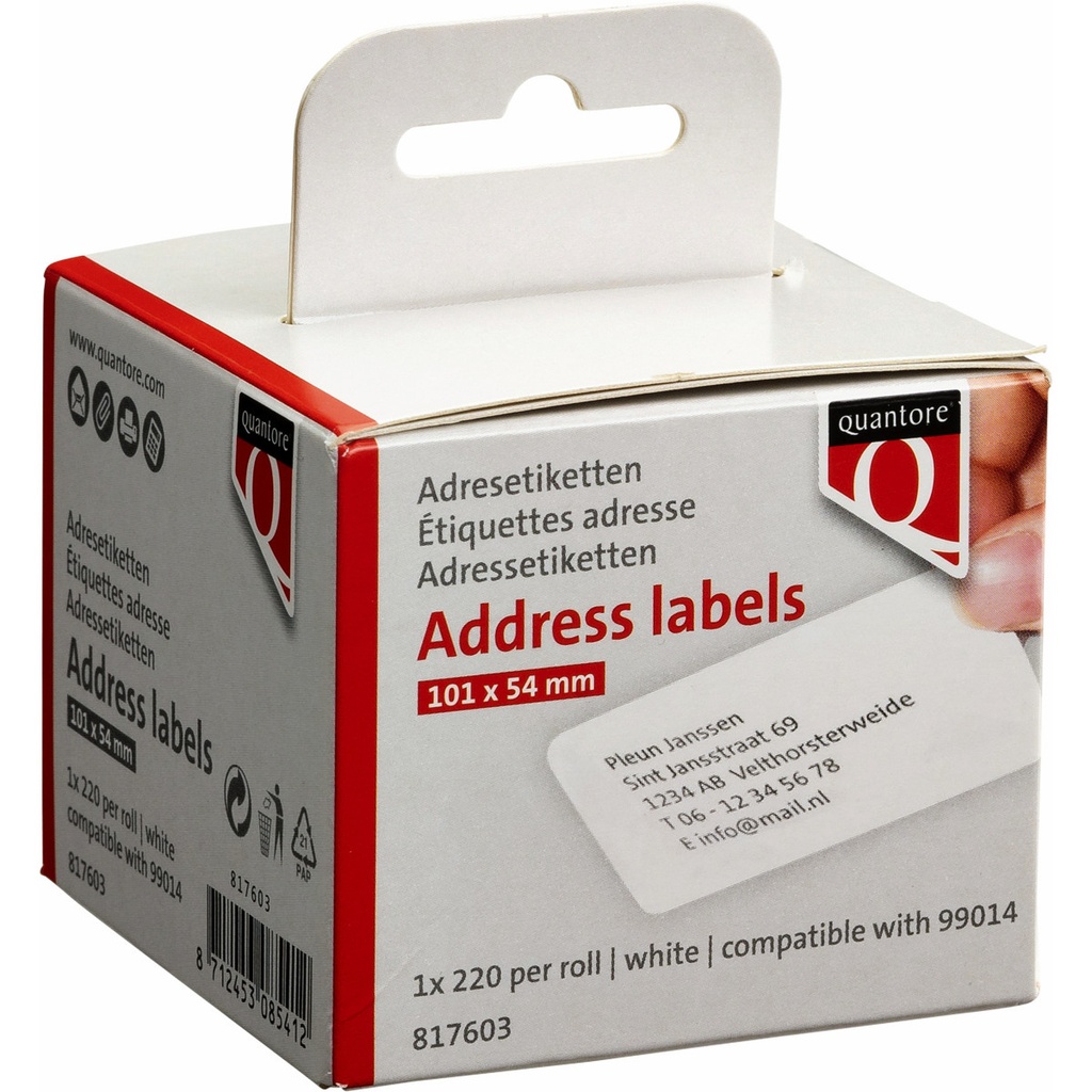 Label Etiket Quantore 99014 54mmx101mm badge wt