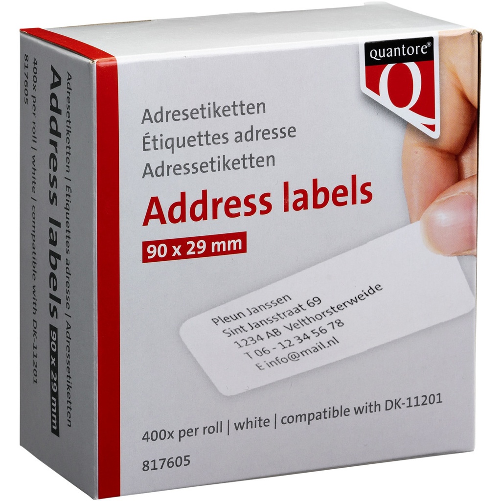 [Q11201] Label Etiket Quantore Dk-11201 29mmx90mm adres wt