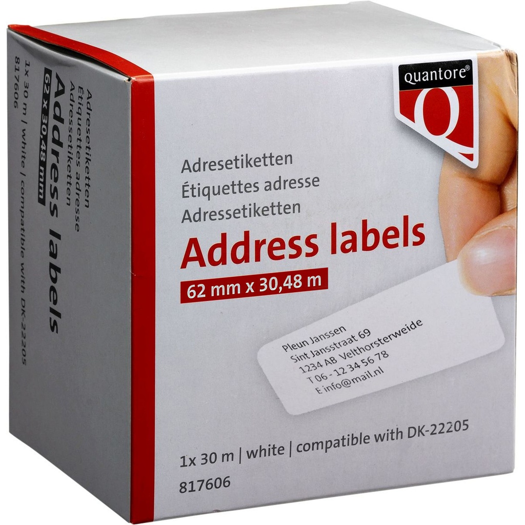 [Q22205] Label Etiket Quantore Dk-22205 62mmx30.48m wt