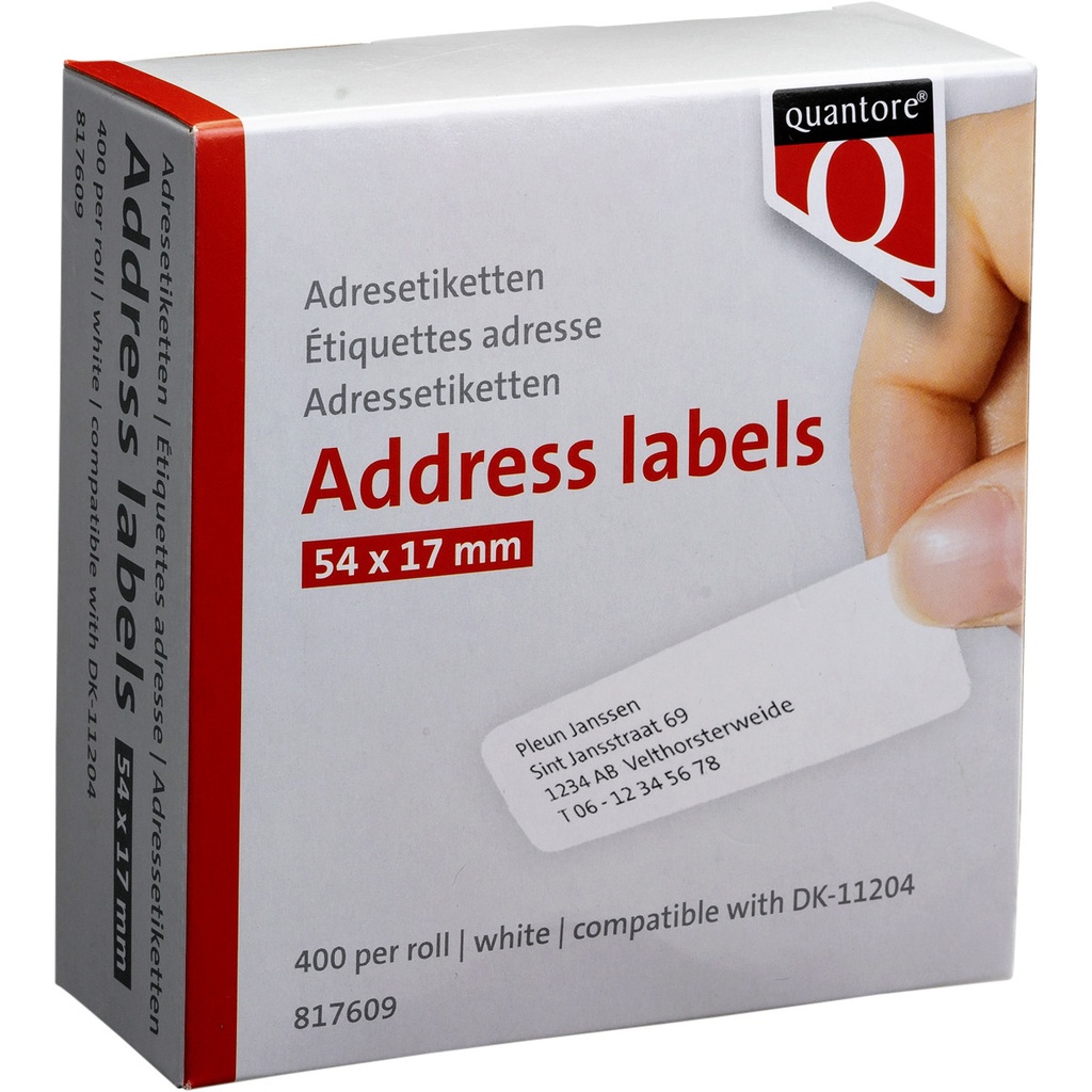 [Q11204] Labeletiket Quantore DK-11204 17mmx54mm wt 400st