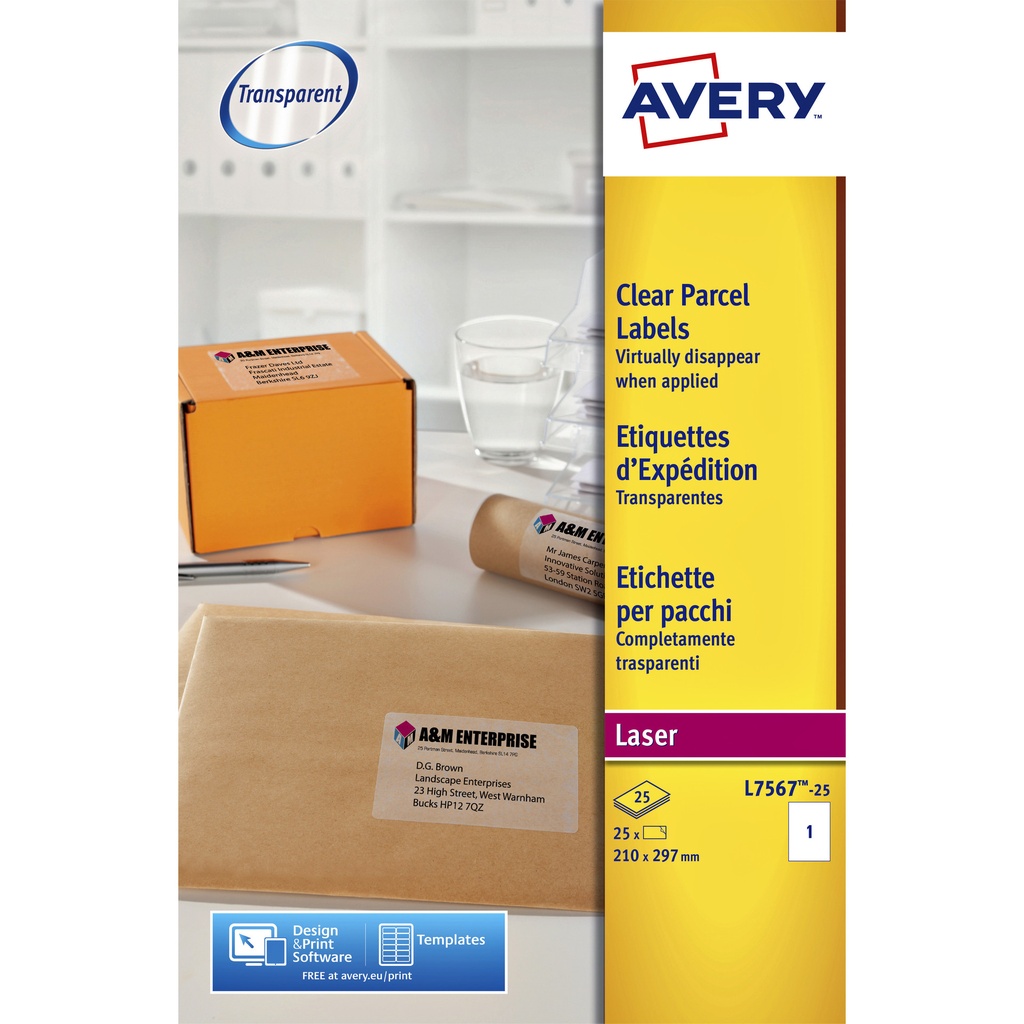 [L7567-25] Etiket Avery L7567-25 210x297mm tr 25st