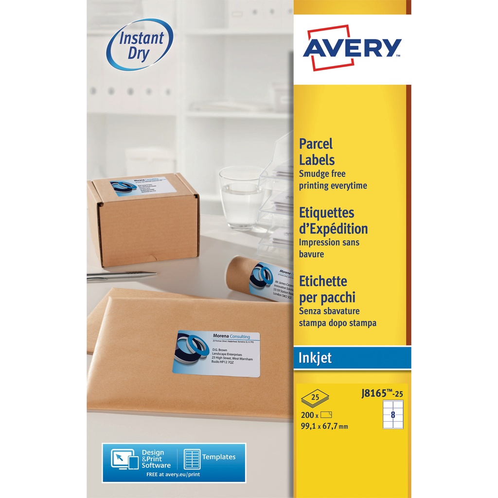 [J8165-25] Etiket Avery J8165-25 99.1x67.7mm wit 200st