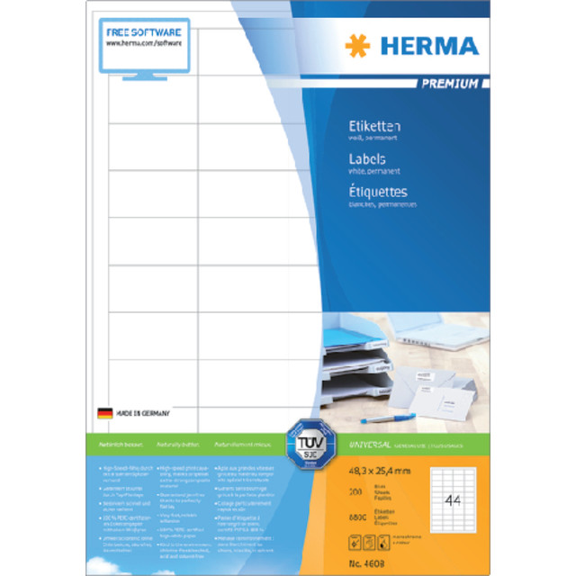 [4608] Etiket HERMA 4608 48.3x25.4mm prem wit 8800st