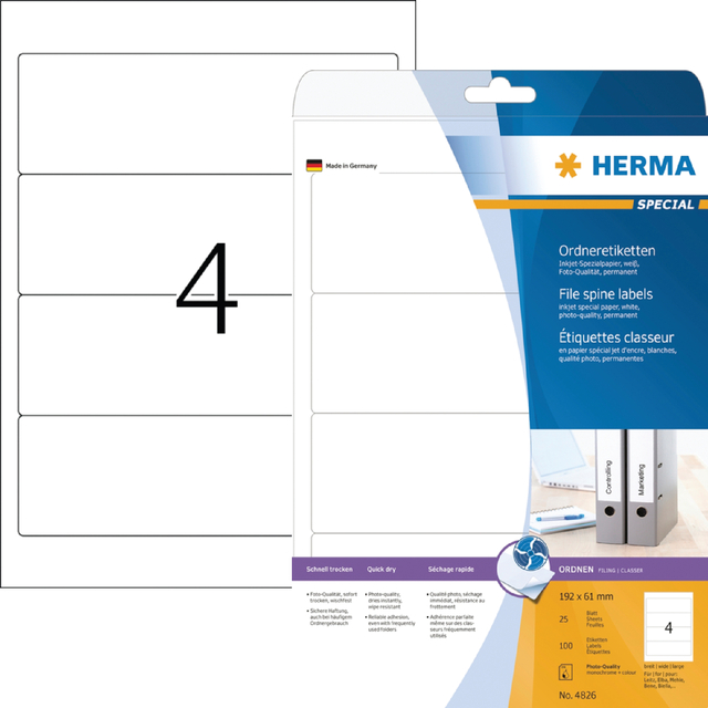 Rugetiket HERMA 5095 breed 61x192mm zelfklevend wt