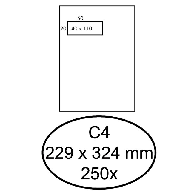 Envelop Hermes akte C4 vl 4x11 120gr 250st wit