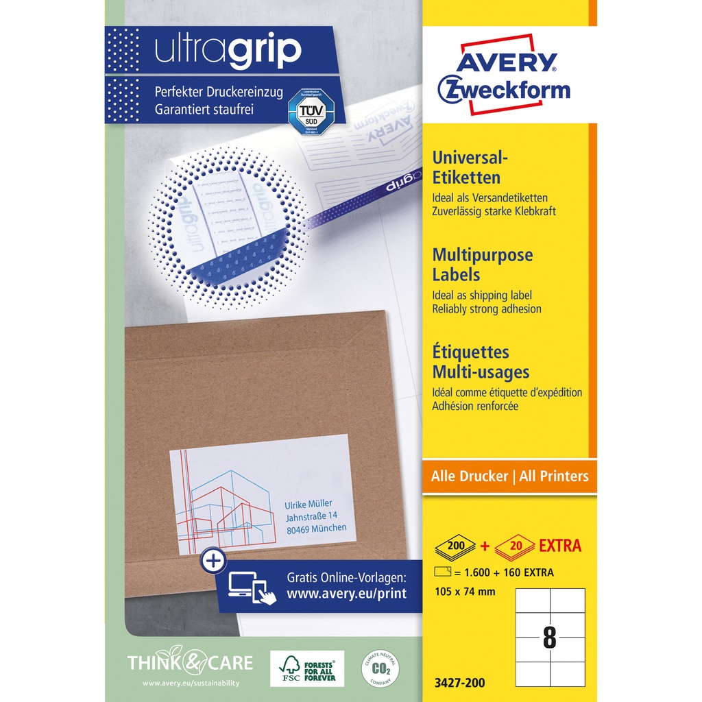 [3427-200] Etiket Avery 3427 105x74mm wit 1600st