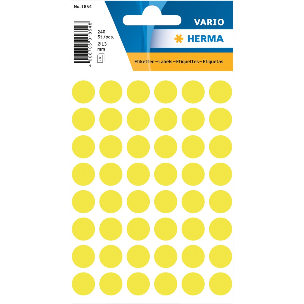 [1854] Etiket HERMA 1854 rond 12mm fluor geel 240st