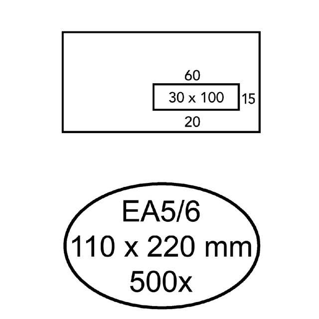 [EA56HE80V01S] Envelop Hermes venster EA5/6 vr 3x10 80gr zk 500st