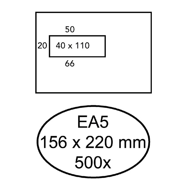 [EA5HE80V56S] Envelop Hermes venster EA5 vl 4x11 zk 80gr 500st
