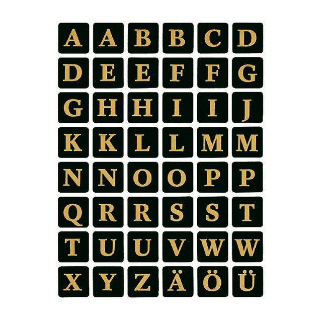 [4130] Etiket HERMA 4130 13x13mm letters A-Z zw op gd