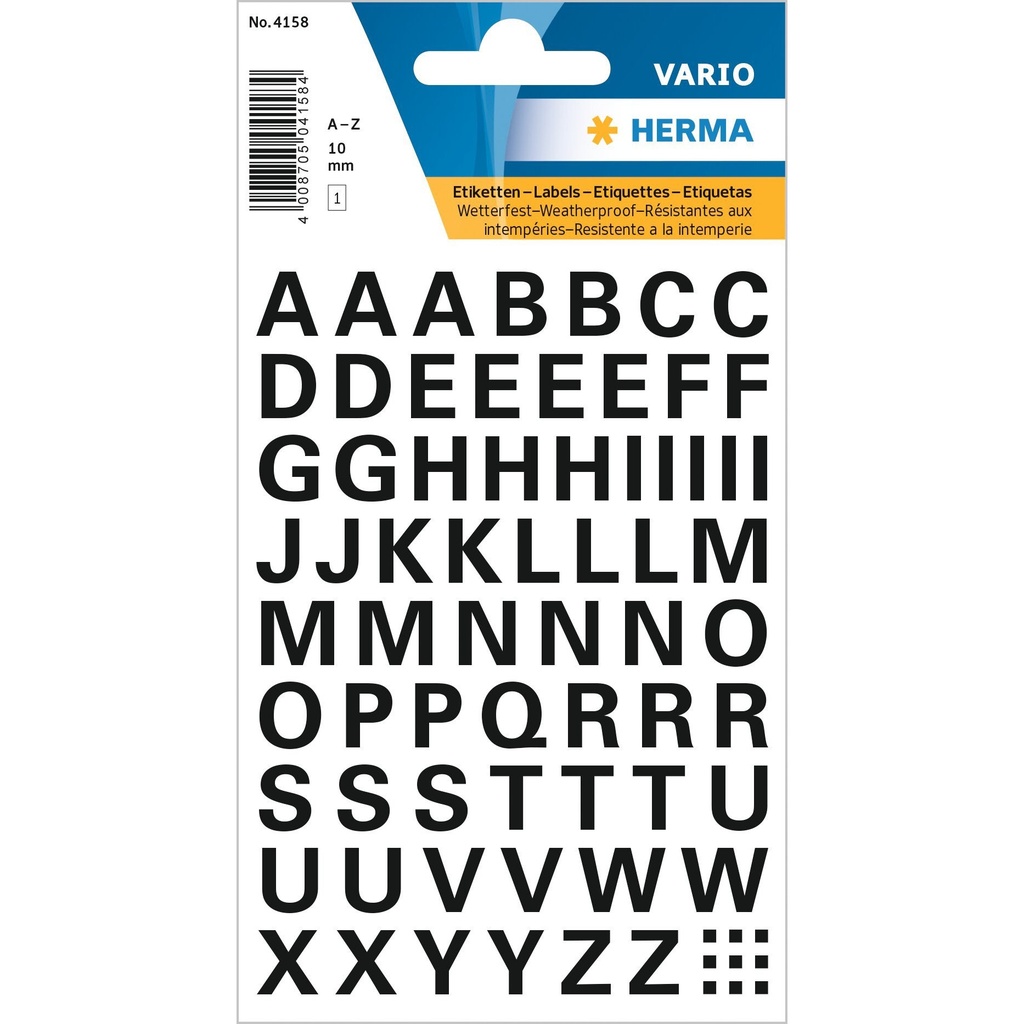 [4158] Etiket HERMA 4158 10mm letters A-Z zwart