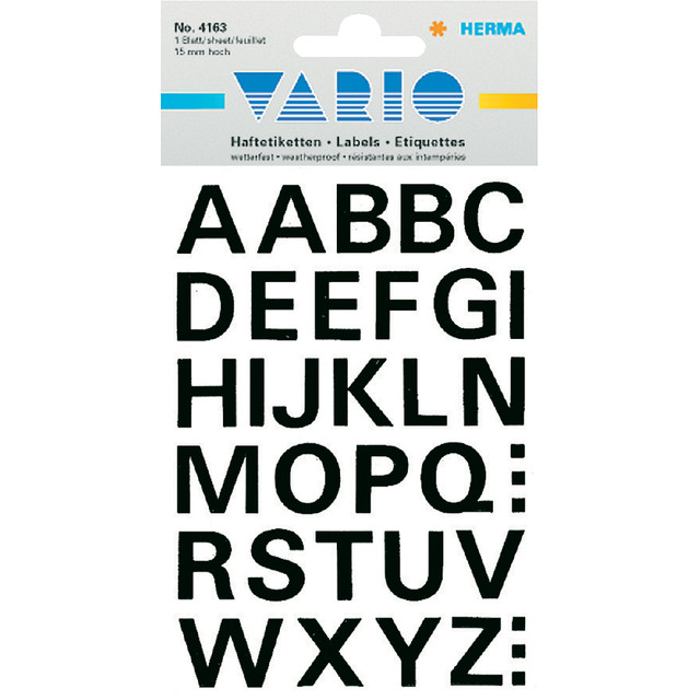 [4163] Etiket HERMA 4163 15mm letters A-Z zwart