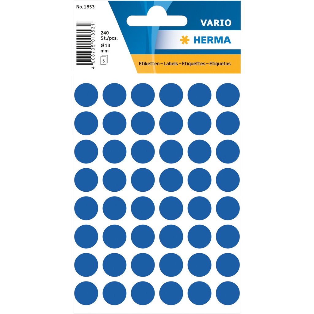 [1853] Etiket HERMA 1853 rond 13mm donkerblauw 240st
